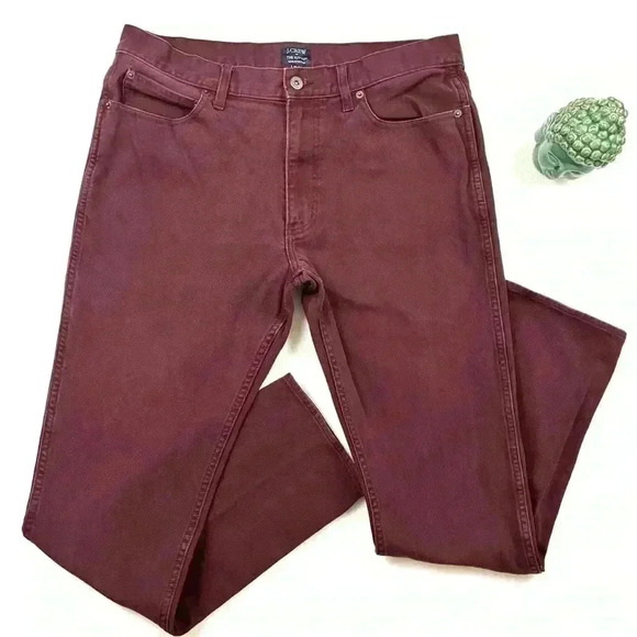 J. Crew The Sutton Maroon Ribbed Straight Leg Mens Pants Size 33/32 - Picture 1 of 14